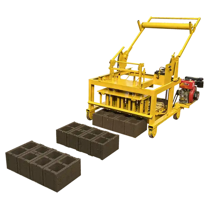 mini diesel concrete interlock moving movable block machine cement hollow brick making machinery